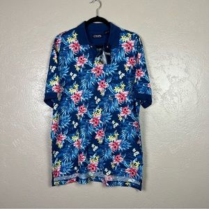 Chaps men short sleeve multicolor‎ floral Hawaii polo shirt size large